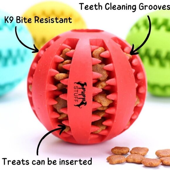 2-in-1 Dog Ball Toy- Red 2 inch- Durable Chew Ball for Aggressive Chewers - Picture 1 of 4